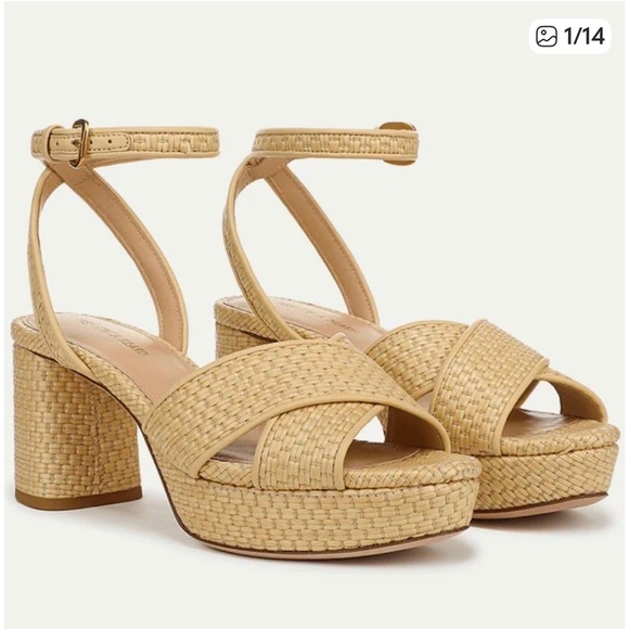 NWOT:Veronica Beard Raffia Danica Block Heel Sandal Size 10